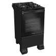 Fogão Mueller 4 Bocas Preto Bivolt Mesa De Vidro Grades Ferro Fundido MFV4BF