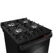 Fogão Mueller 4 Bocas Preto Bivolt Mesa De Vidro Grades Ferro Fundido MFV4BF