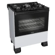 Fogão Mueller 5 Bocas Branco Bivolt Mesa De Vidro e Tripla Chama MFV5BF