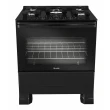 Fogão Mueller 5 Bocas Preto Bivolt Mesa de Vidro e Tripla Chama MFV5BF